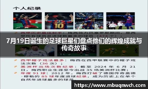 7月19日诞生的足球巨星们盘点他们的辉煌成就与传奇故事